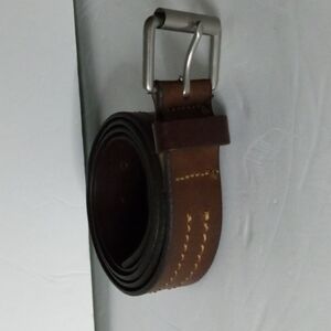 Leather Belt, 42  "Brown  with stitching, preowned
